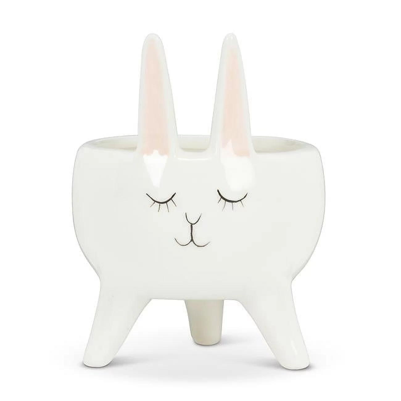 Abbott Collection AB-27-MINIKIN-866 4.5 in. Ceramic Rabbit Planter, White - Small