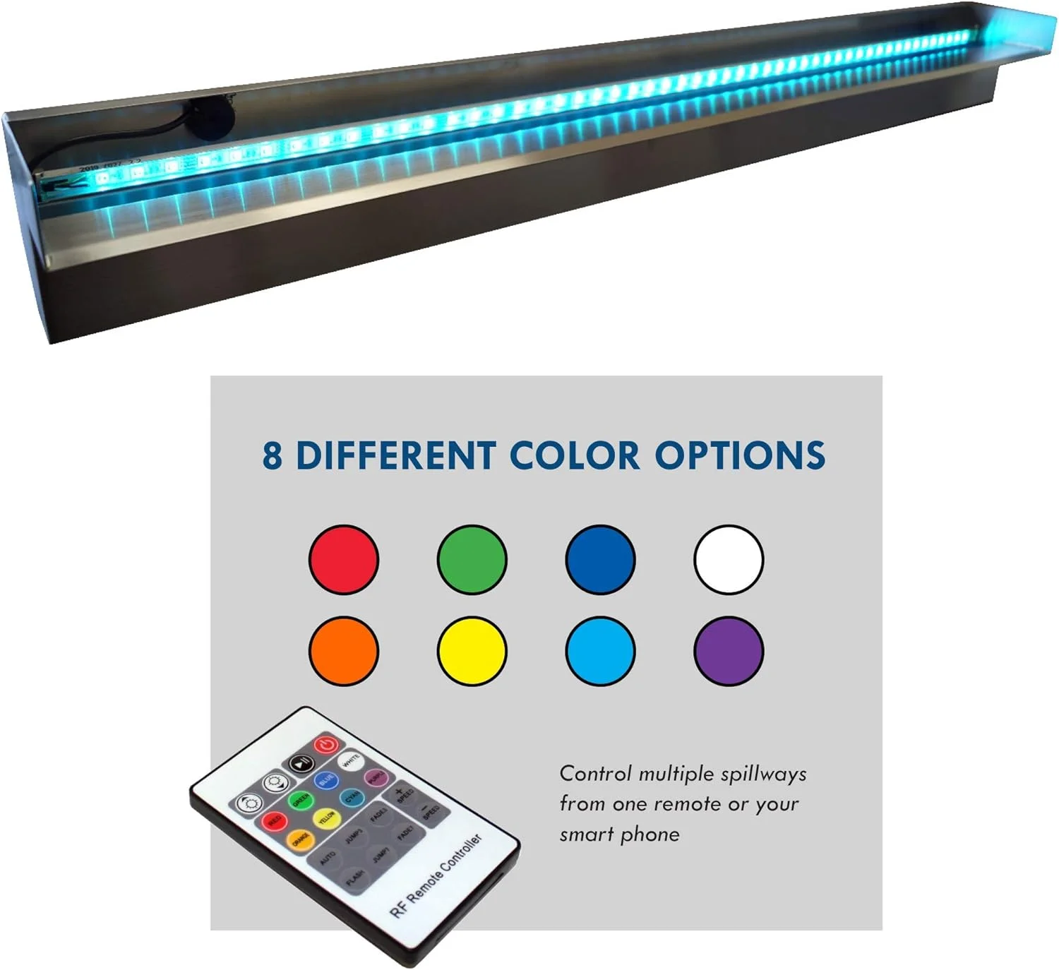 Stainless Steel Nitefalls Color Changing Spillway With - SSNF36CC