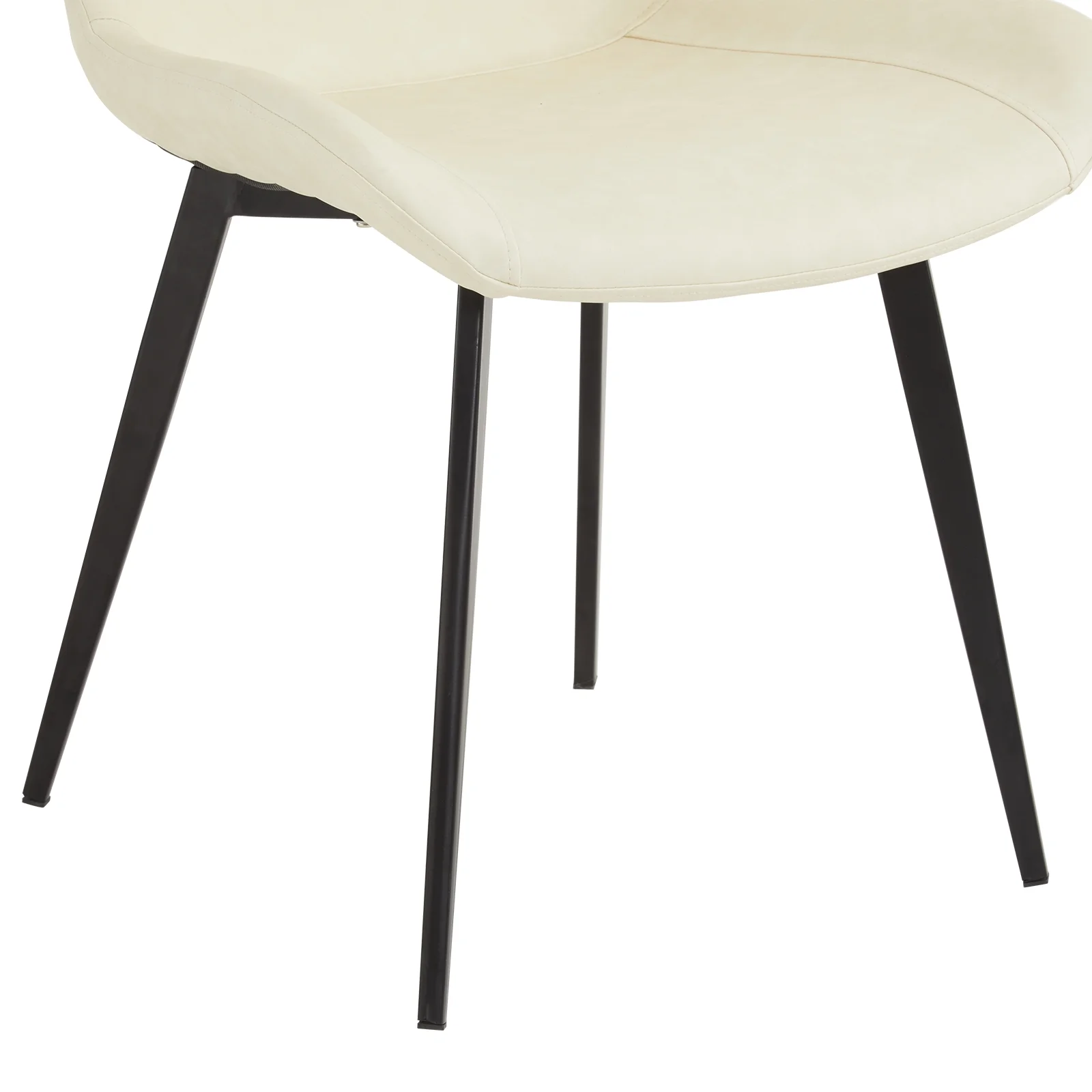 4pcs Disassembled PU Iron Pipe Curved Dining Chair  Off-White