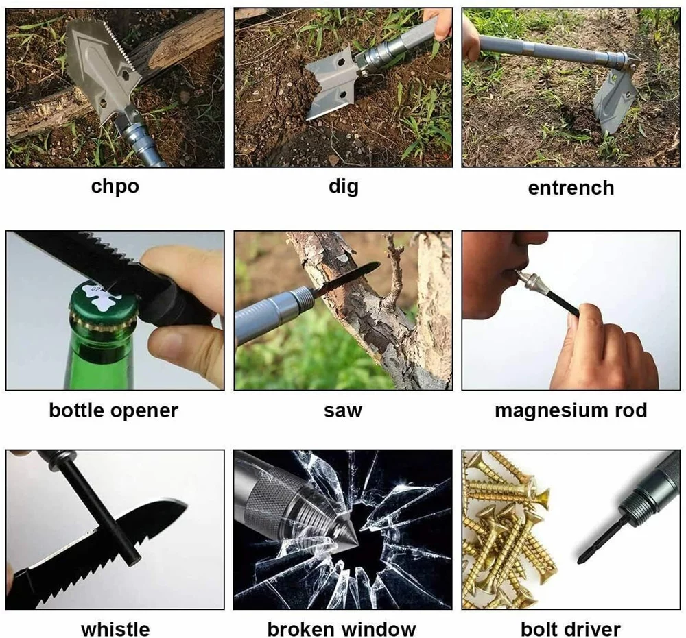 Camping Multitool Survival Shovel Military Grade Aluminum Camp Shovel