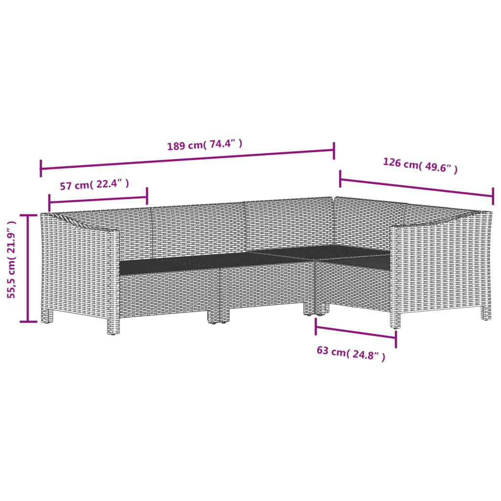 7 Piece Patio Lounge Set with Cushions Gray Poly Rattan