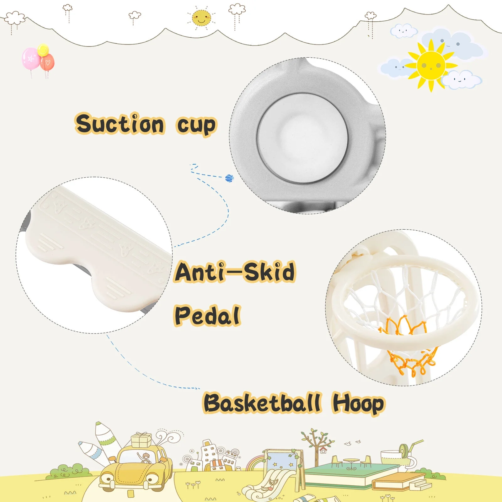 Toddler Slide Swing Set 3 in 1,Kid Playground Climber Slide Playset ball Hoop