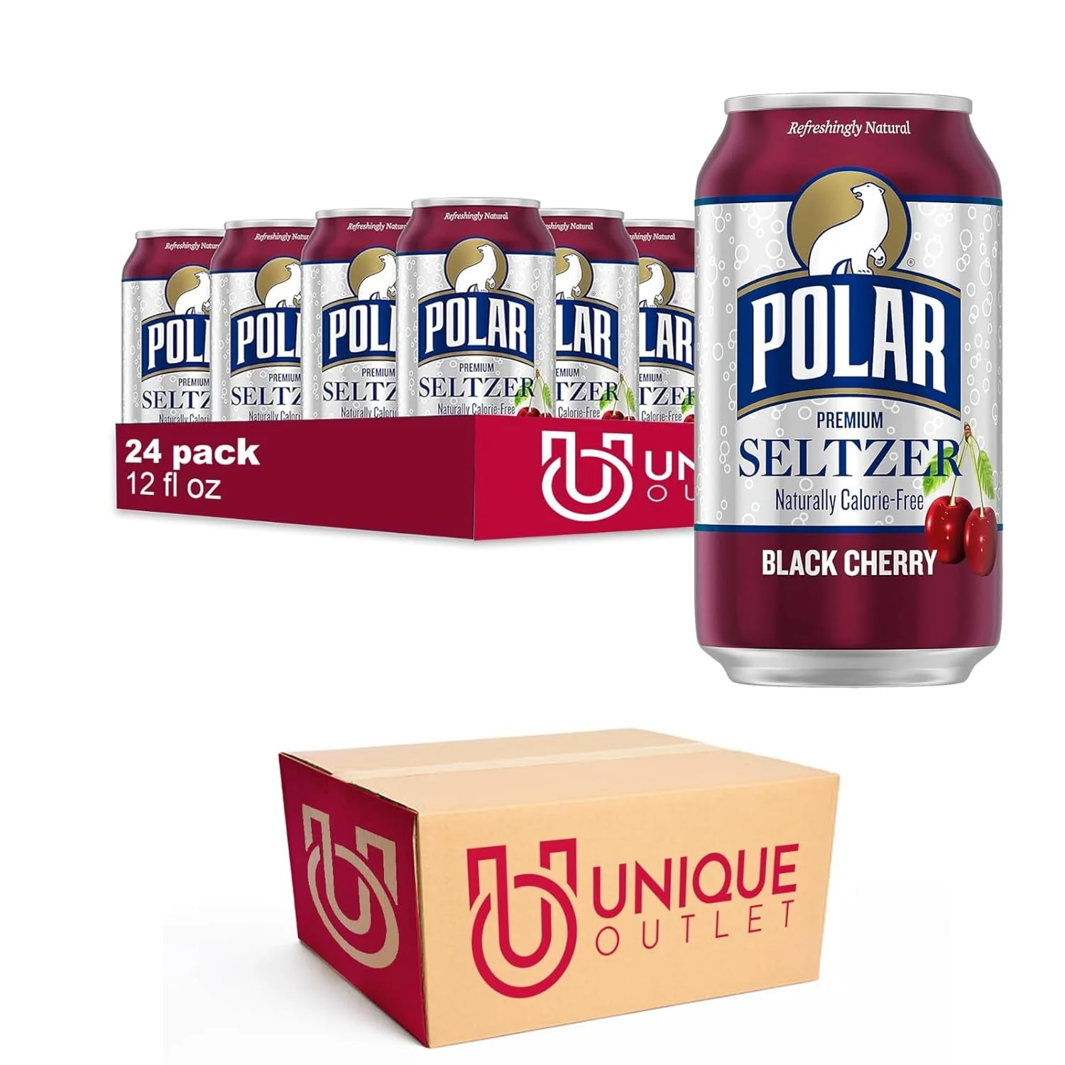 Polar Seltzer 24 Pack Of Black Cherry Premium Sparkling Water 12 Fl Oz Can  1 Silicone Can Lid And 1 Can Opener By Brand