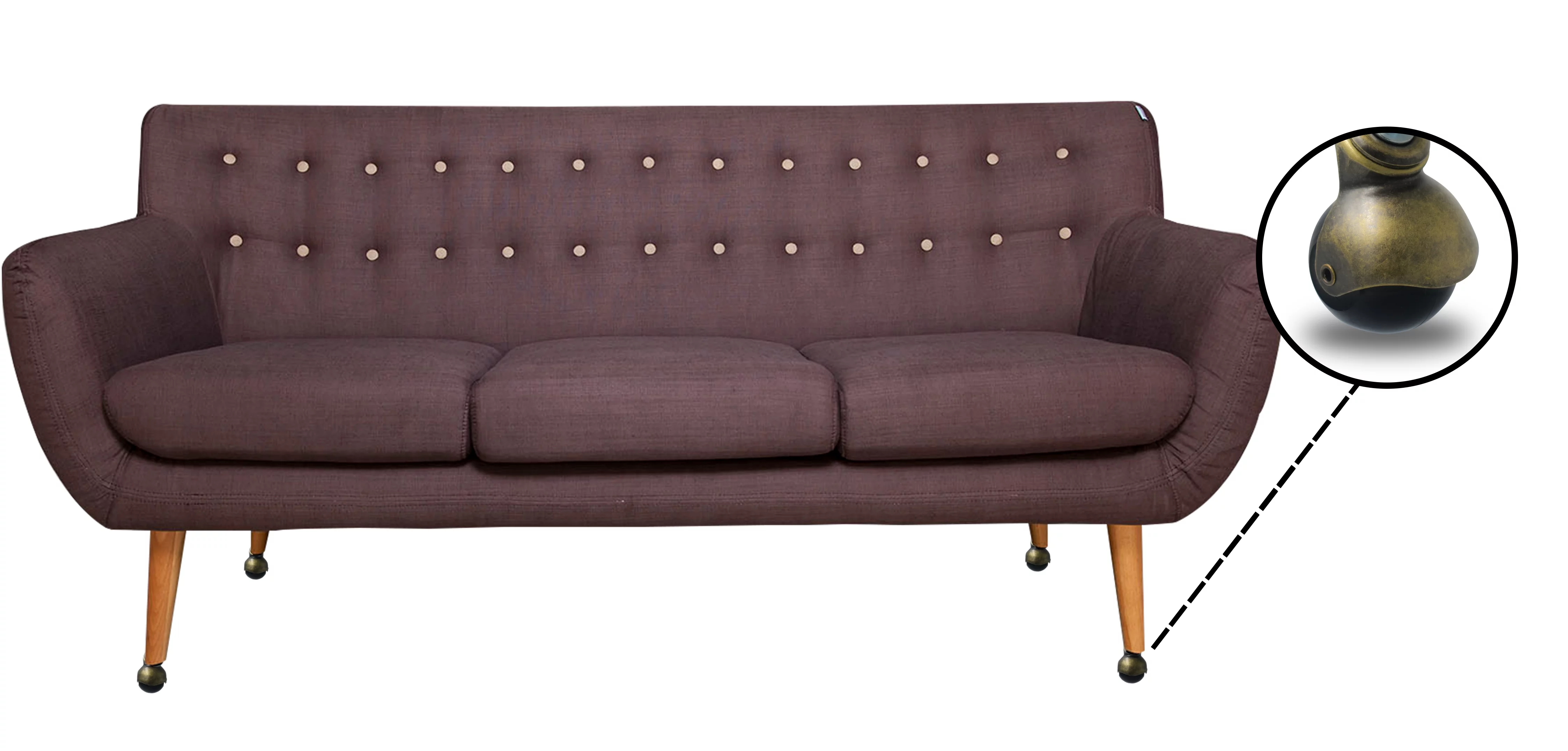 4-Pack 2-inch Antique Gold Poly Wheel Ball Caster with Wood Stem & Socket