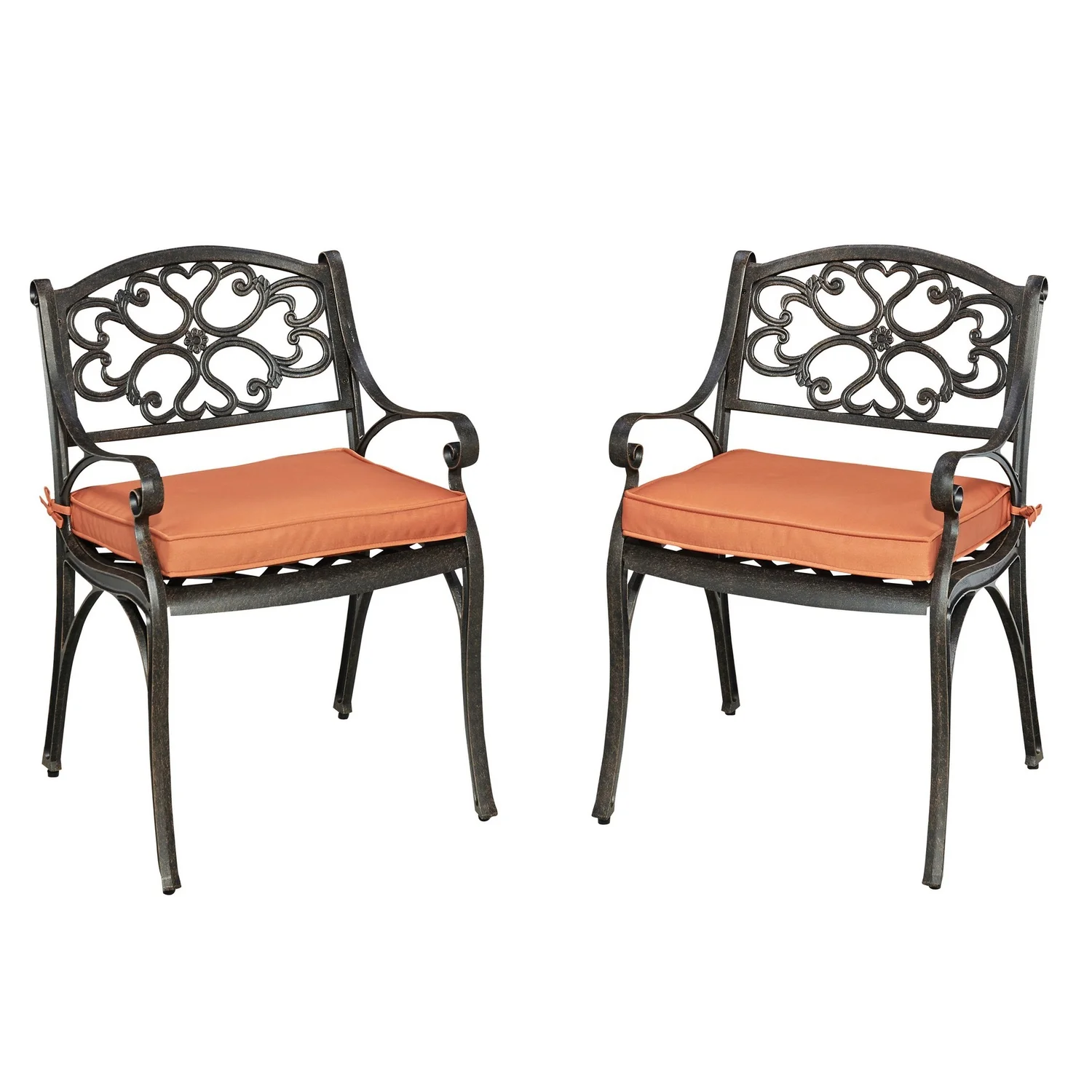 Homestock Art Nouveau Allure Bronze Aluminum Outdoor Chair Pair