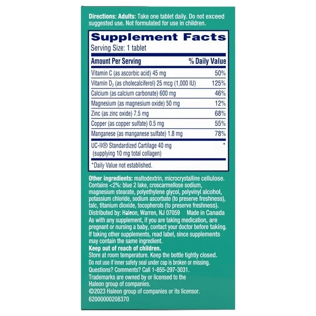 Voltaren Joint Health & Bone Strength Dietary Supplement - 30 Tablets, with UC-II® Collagen, Calcium, and Vitamin D