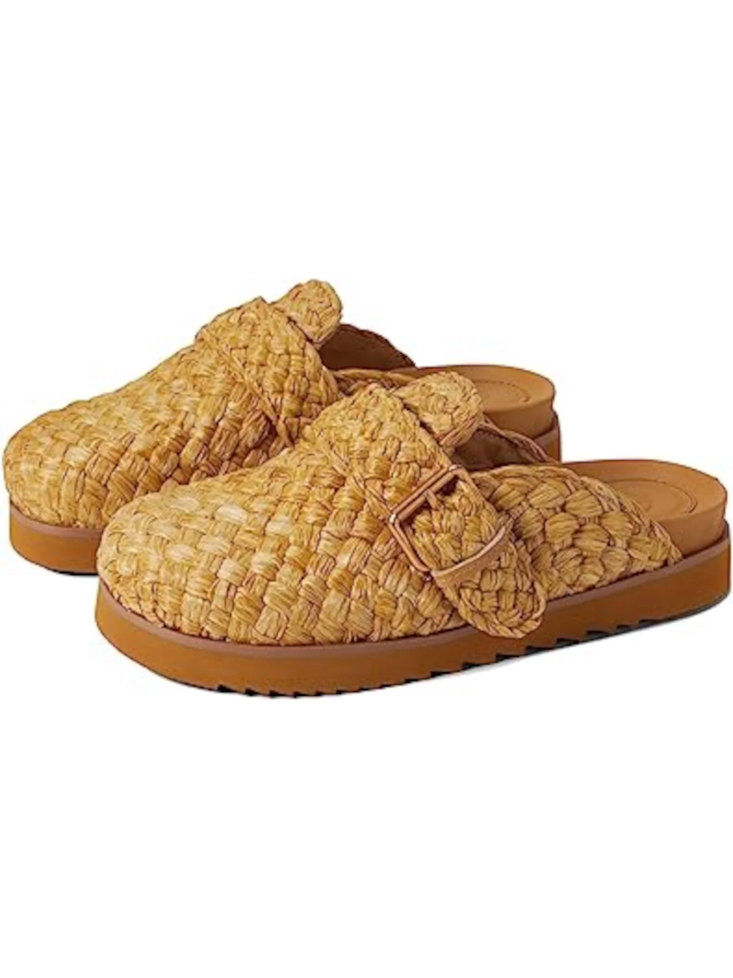 ASH Womens Beige Padded Woven Buckle Accent Galeia Round Toe Platform Slip On Clogs Shoes 36