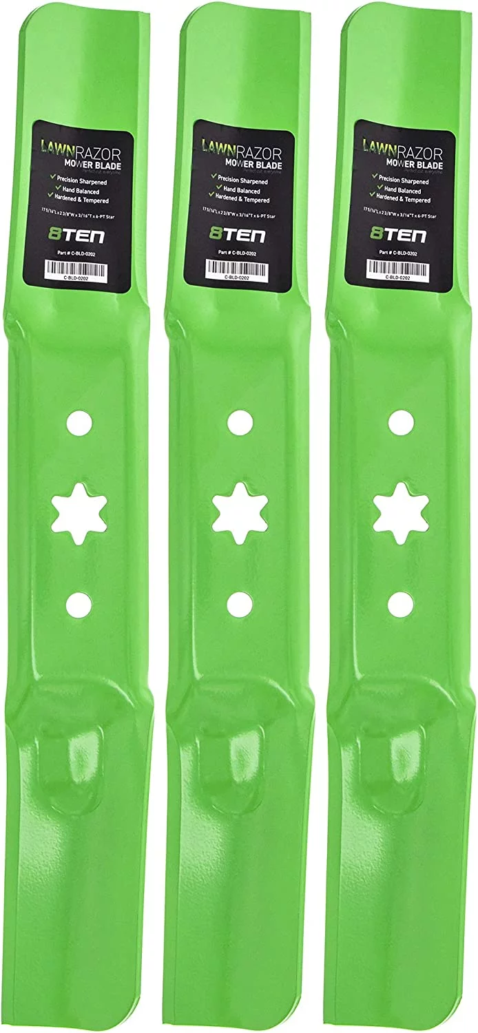 8TEN LawnRAZOR Mower Blade for MTD Cub Cadet 942-05052A RZT S50 XT1 GT50 LT50 XT2 Troy Bilt (Medium Lift) 3 Pack