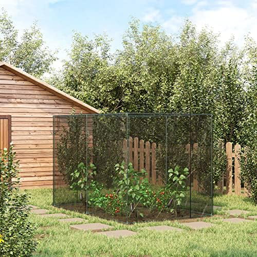 10 X 6.5Ft Tall Crop Cage, Plant Protection Tent, With Zippered Door, Storage Bag And Ground Stakes, For Garden, Yard, Lawn, Black