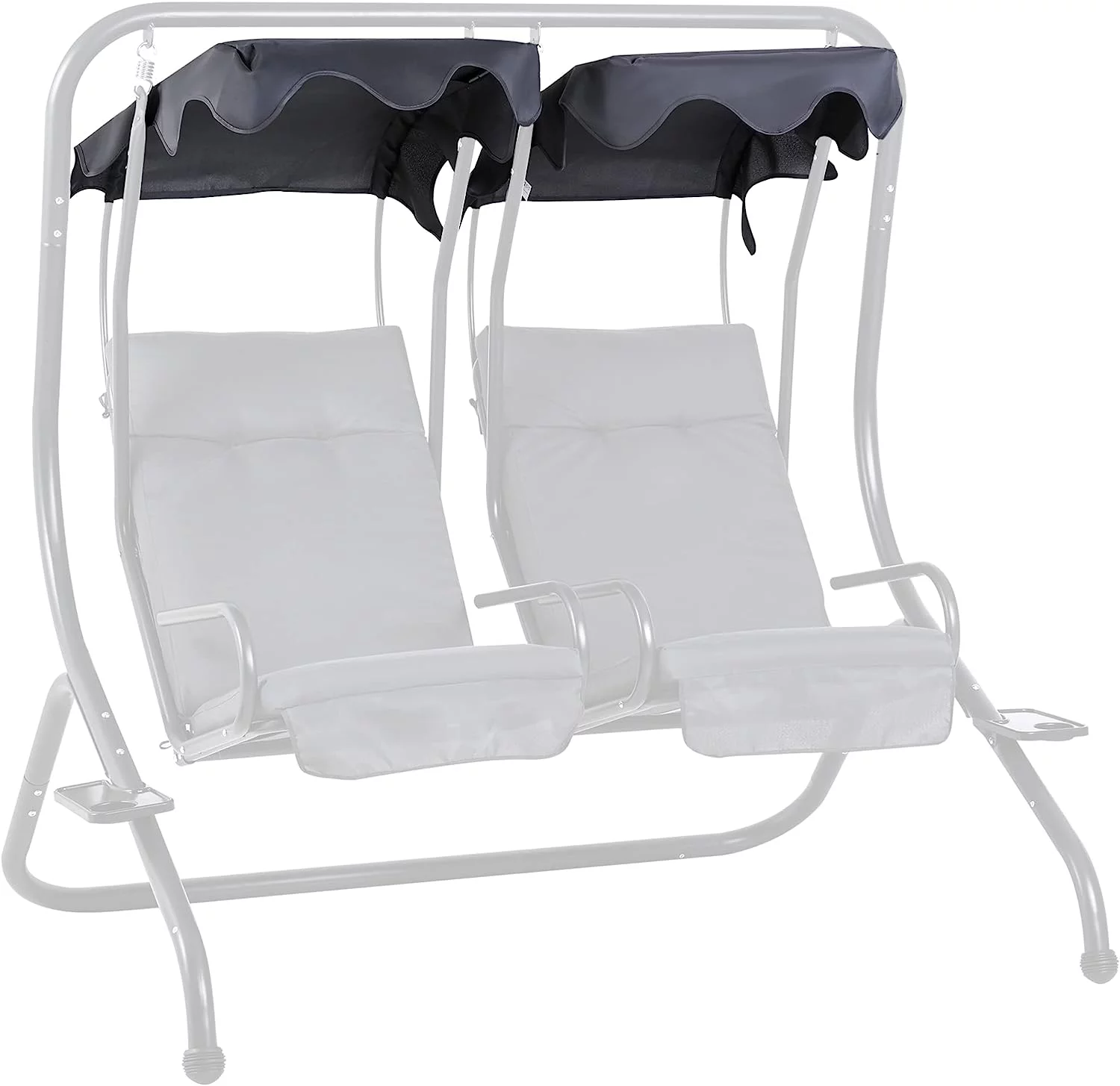 2-Seater Swing Canopy Replacement With Tubular Framework, Outdoor Swing Sunshade Top Cover (Canopy Only), Dark Gray