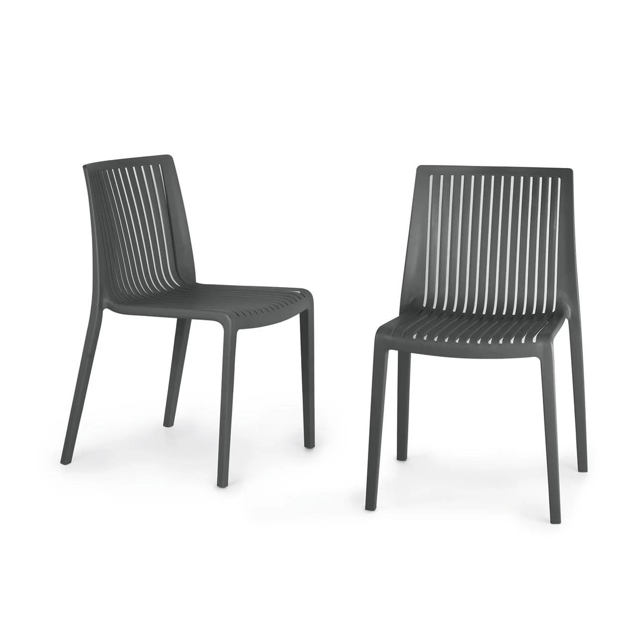 WRGHOME Ravenna Modern Outdoor/Indoor Plastic Resin Stacking Patio Dining Chairs  (Set of 2) - ANTHRACITE