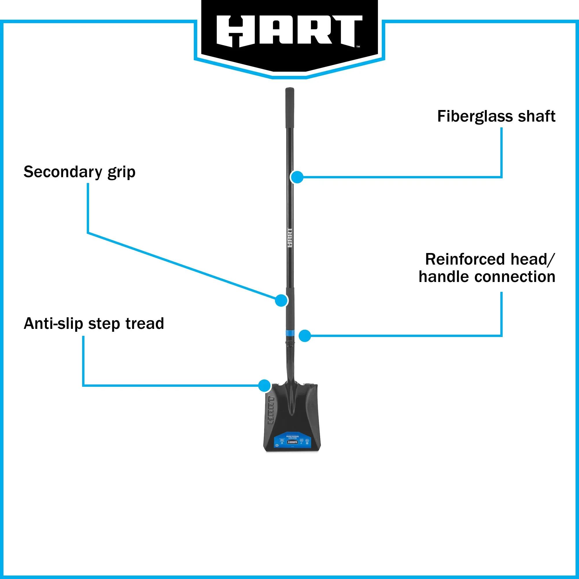 HART Heavy-Duty Transfer Shovel with Fiber glass Handle