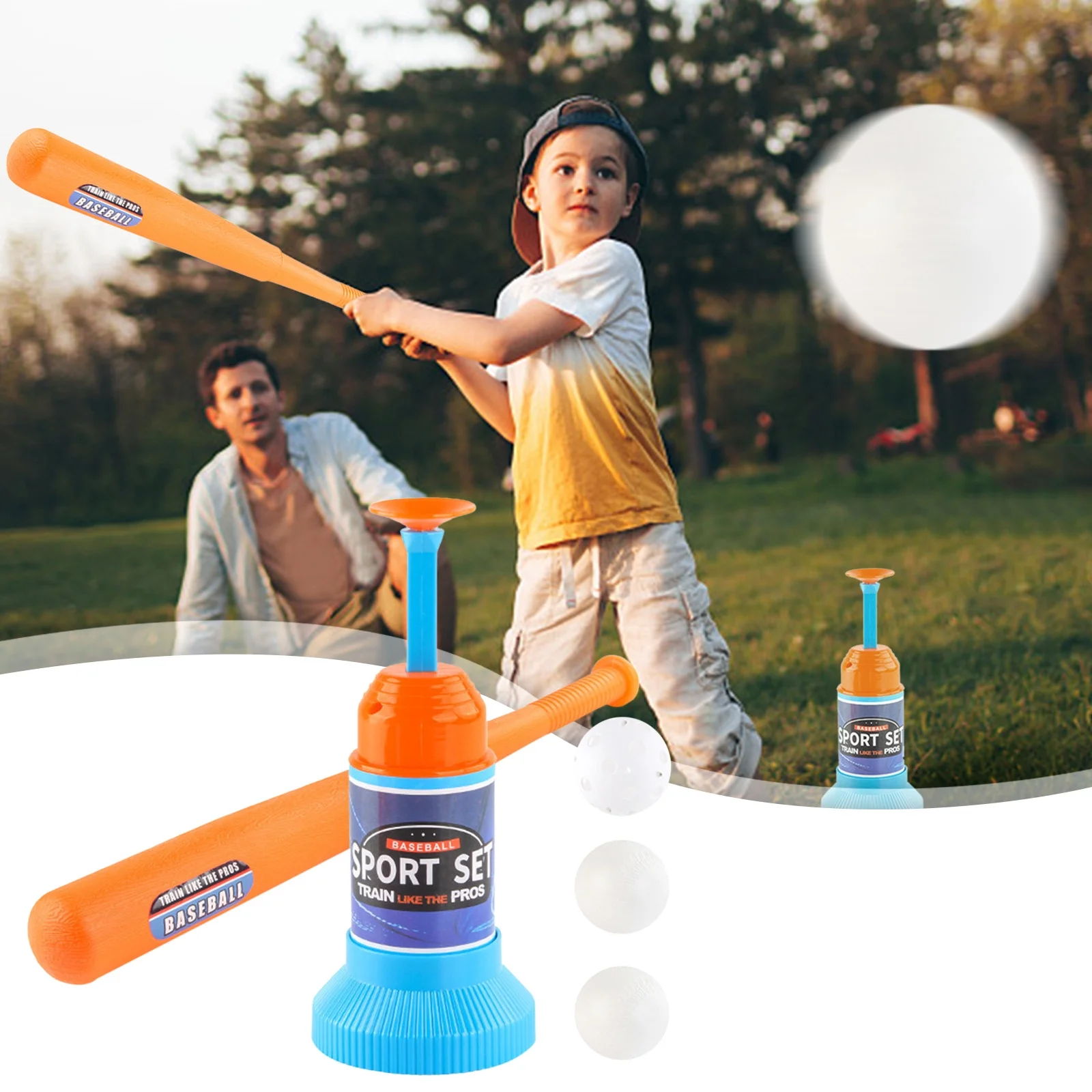 BOLUOYI Toys for Boys 4-6 Sports Outdoor Play Toys Adjustable T Ball Set Includes Kids Baseball Bat Adjustable Height Ball Stand with 3 Balls Great Sports Game Toy Gift