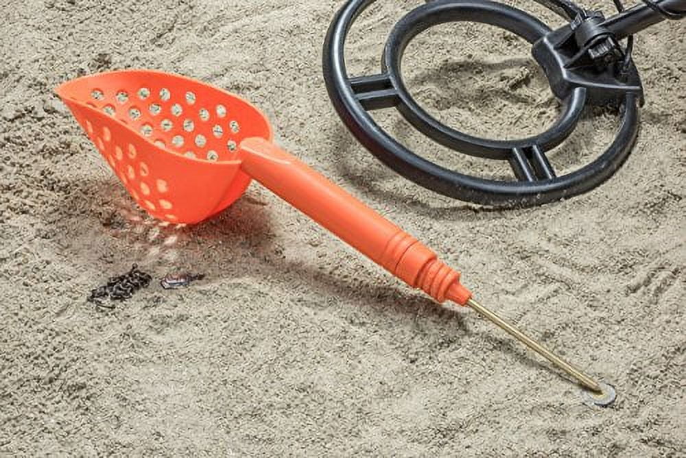 SE 2-in-1 Gold Prospecting Beach Sand Scoop with Non-Marring Brass Metal Detecting Probe, Orange