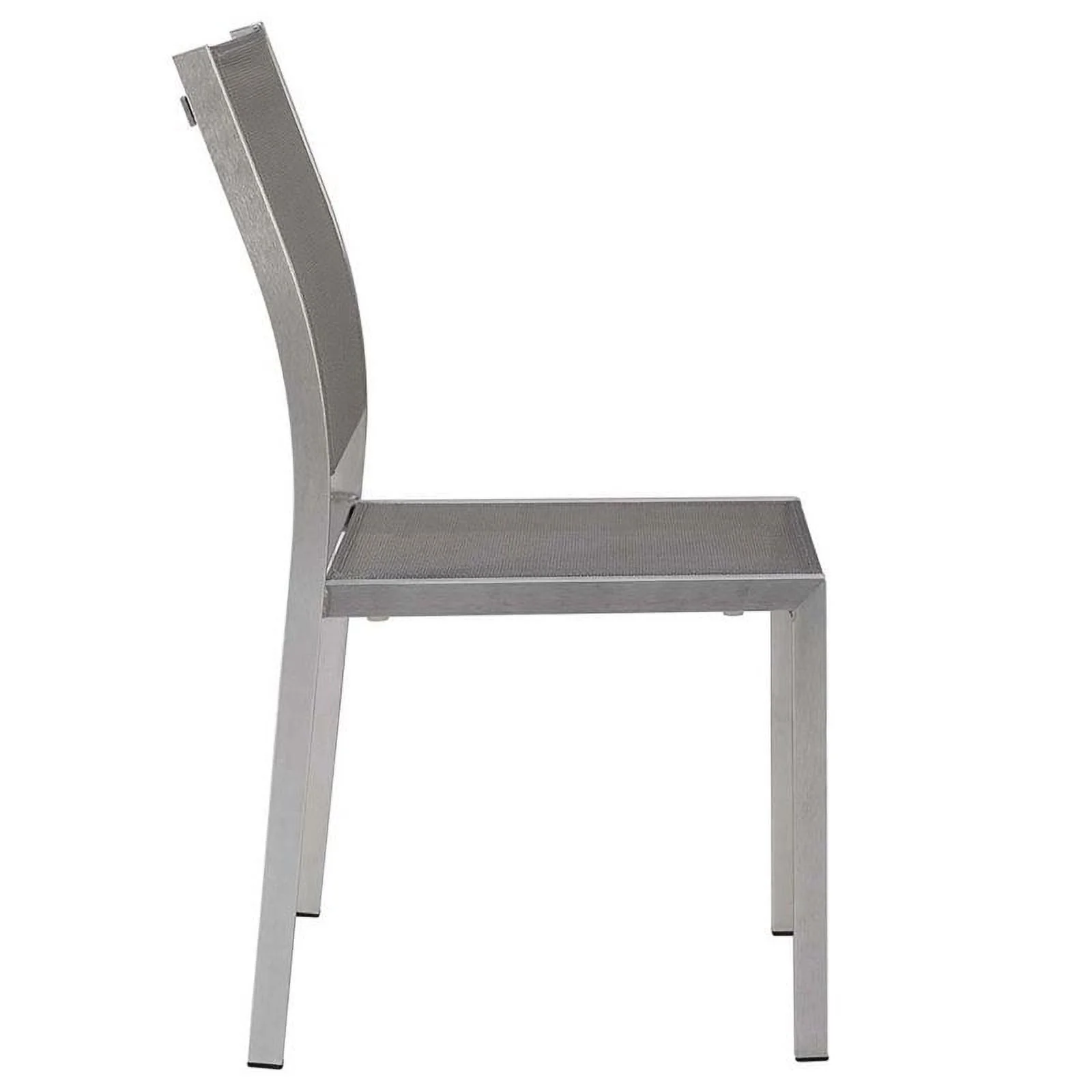 Afuera Living Modern Aluminum Patio Dining Side Chair in Silver