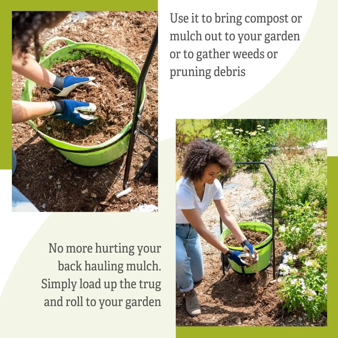 Garden Cart With Tubtrugs | Multi-Purpose Mobile Gardening Caddy with 11 Gallon Bucket | Outdoor Gardening Clean-up & Garden Tools Utility Cart - Holds up to 50 lbs