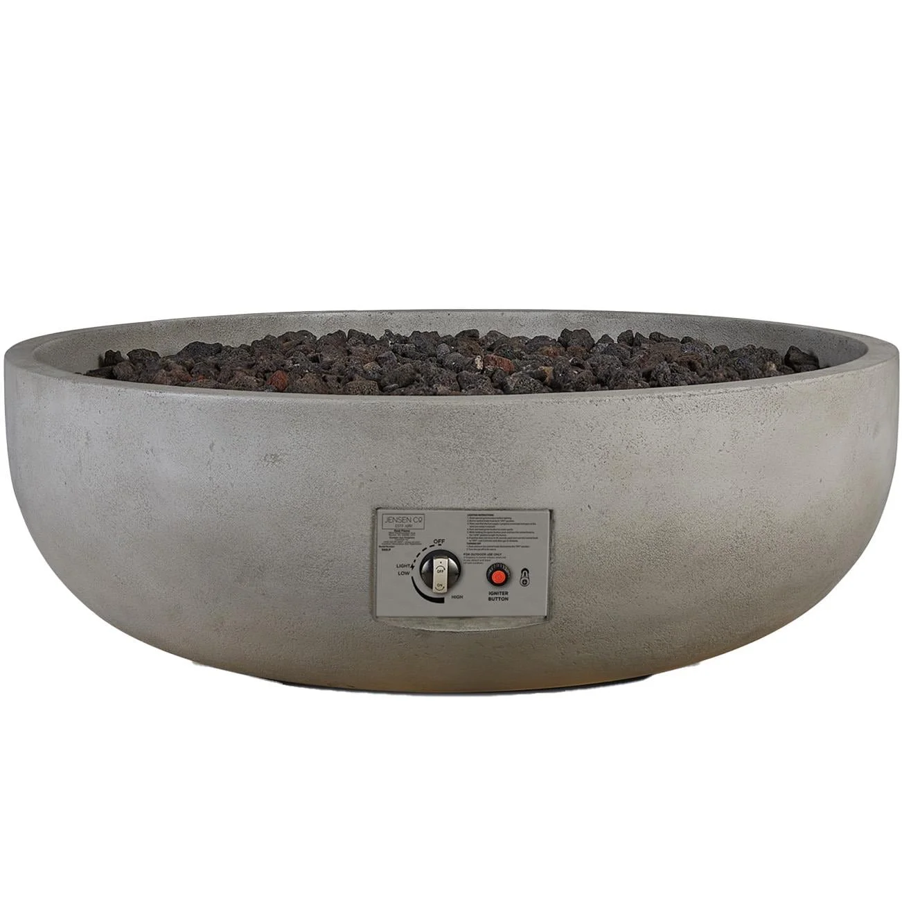 Grand Lake 38 Inch Round Concrete Natural Gas Fire Bowl in White By BBQGuys Signature