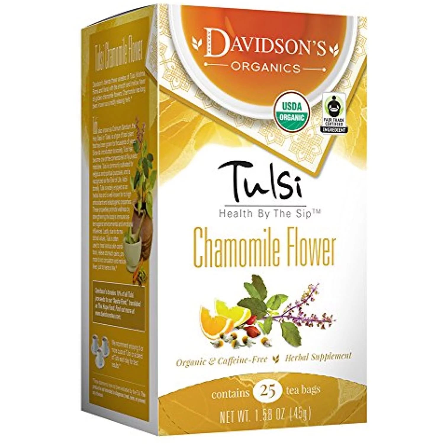 Davidsons Tea Tulsi Chamomile Flower, 25-Count Tea Bags (Pack Of 6)
