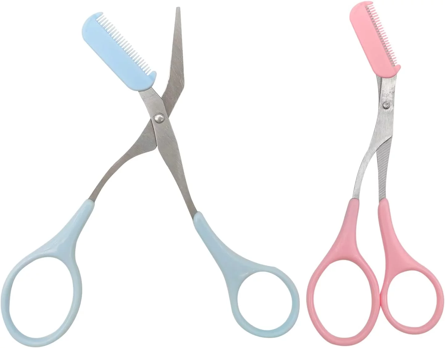 2PCS Eyebrow Trimmer Scissors with Comb Professional Eyebrow Comb Scissors Stainless Steel Precision Eyebrow Scissors Eyebrow Trimming Tool Small Eyebrow Grooming Beauty Tool for Men Women Y3MSJ (B)