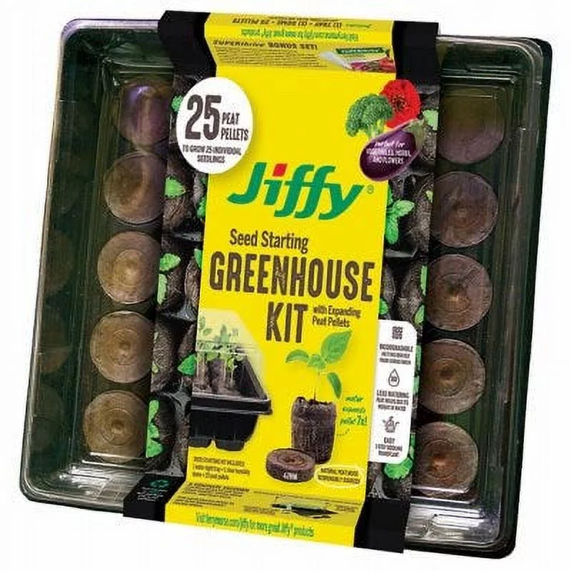 Jiffy All In One Greenhouse, 11 x 11-In. Tray, 25 Pellets 1 Pack