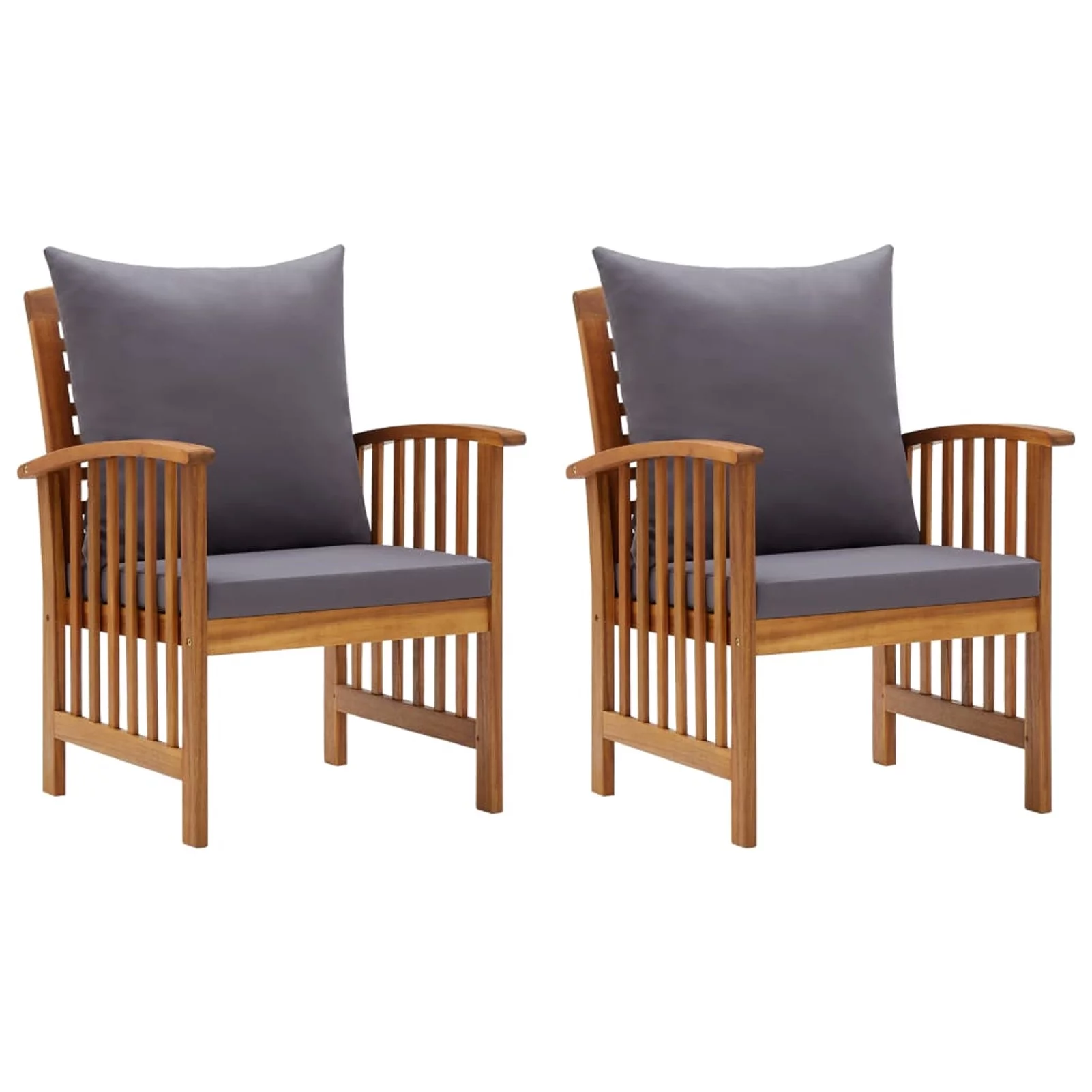 Anself 2 Piece Garden Chairs with Cushion and Pillow Acacia Wood Armchair for Patio, Terrace, Balcony, Backyard, Outdoor Furniture 23.2 x 26.4 x 32.7 Inches (W x D x H)