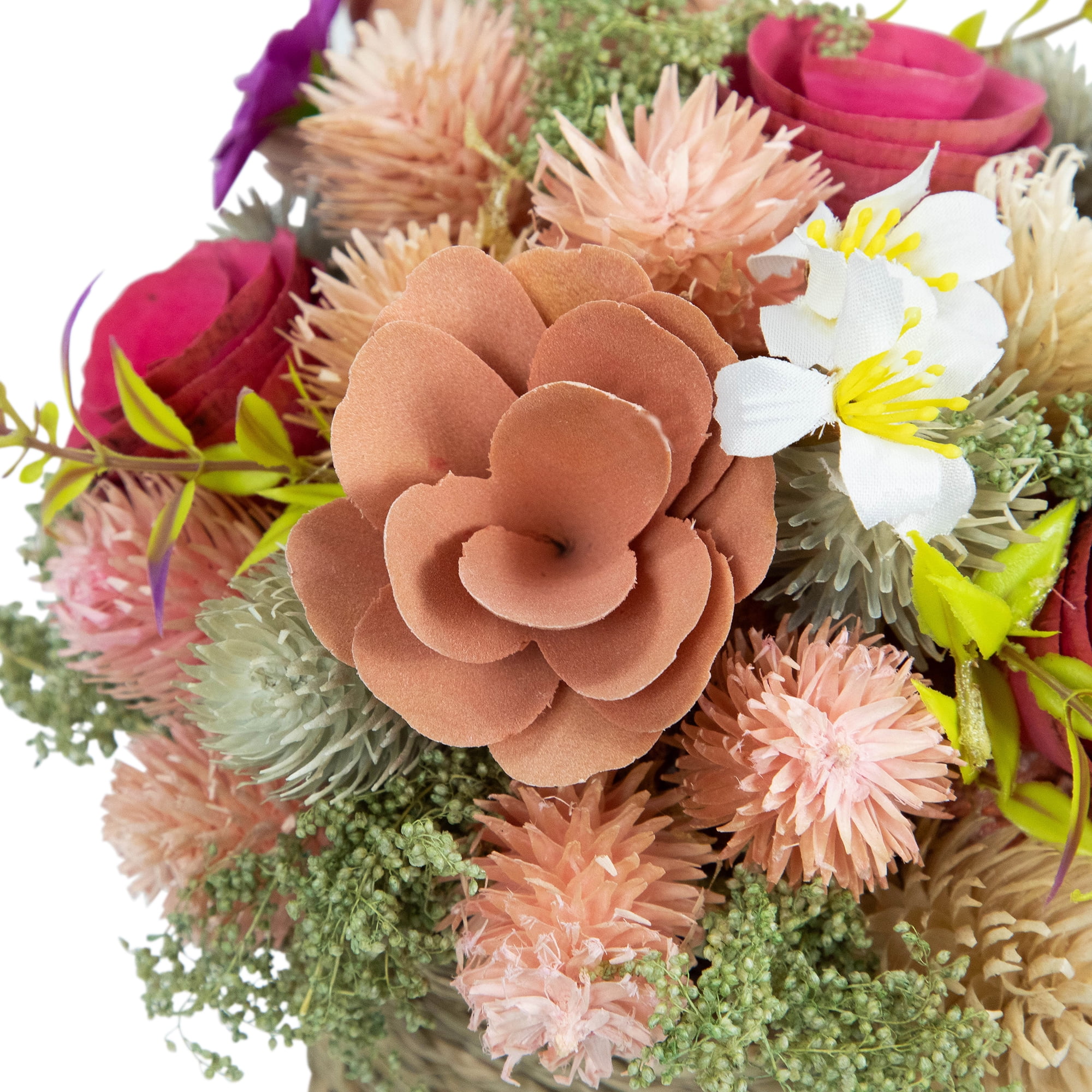 Wooden Mixed Floral Artificial Spring Arrangement with Pot - 7