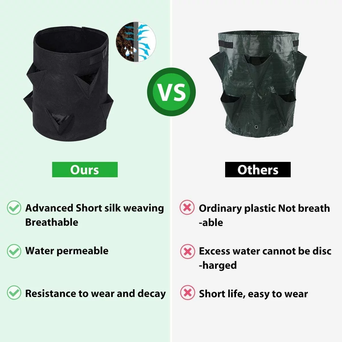 Strawberry Grow Bag,Strawberry Plant Grow Bags,Strawberries Planter Pot,Plants Growing Bag,400G Thickened Nonwoven Heavy Duty Aeration Fabrick Pots with Handles (7.0 Strawberry Bag)