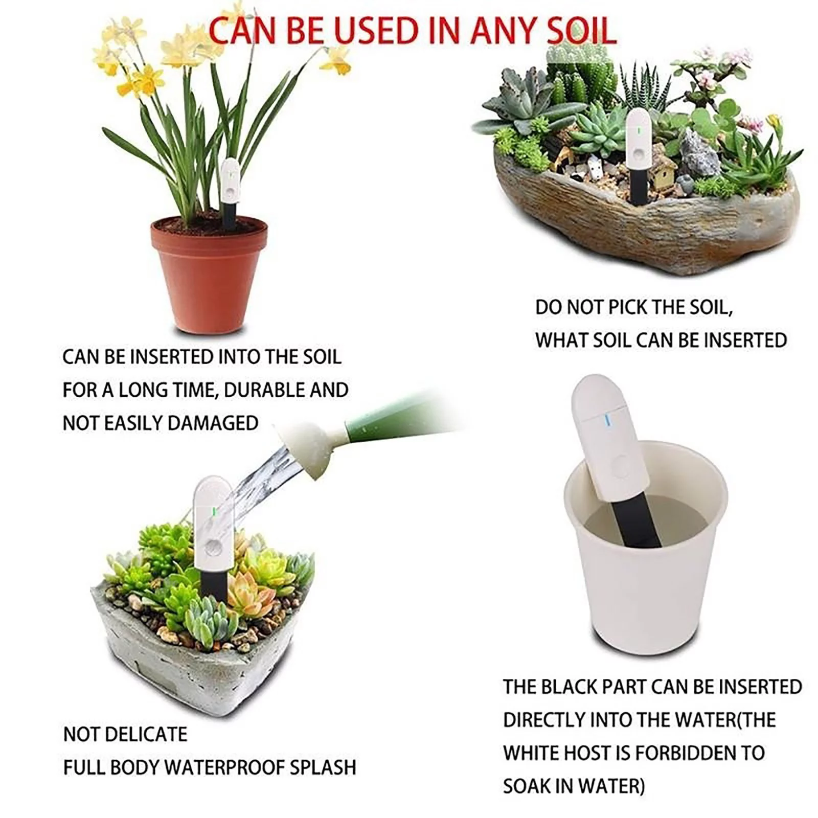 MVNSFEW Self Watering Starting Trays Soil-Moisture Flower Soil-Moisture Hygrometer Gardening