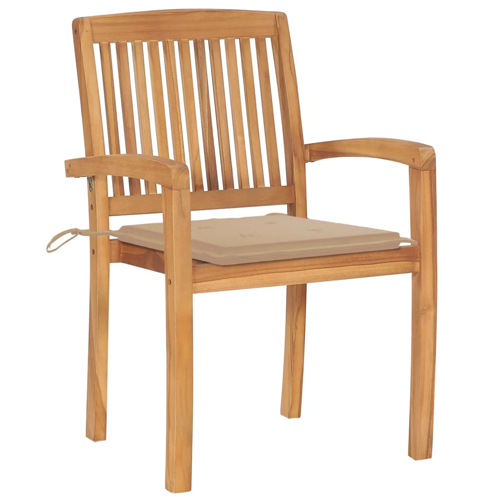 Suzicca Stacking Patio Chairs with Cushions 4 pcs Solid Teak Wood