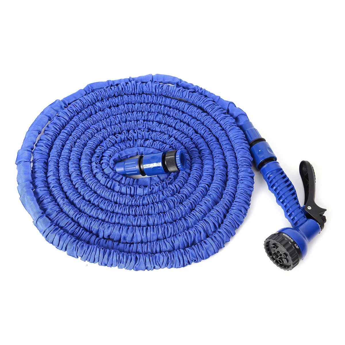 Expandable Flexible Deluxe Garden Water Hose w/ Spray Nozzle in Blue (50ft) - CycloneSound