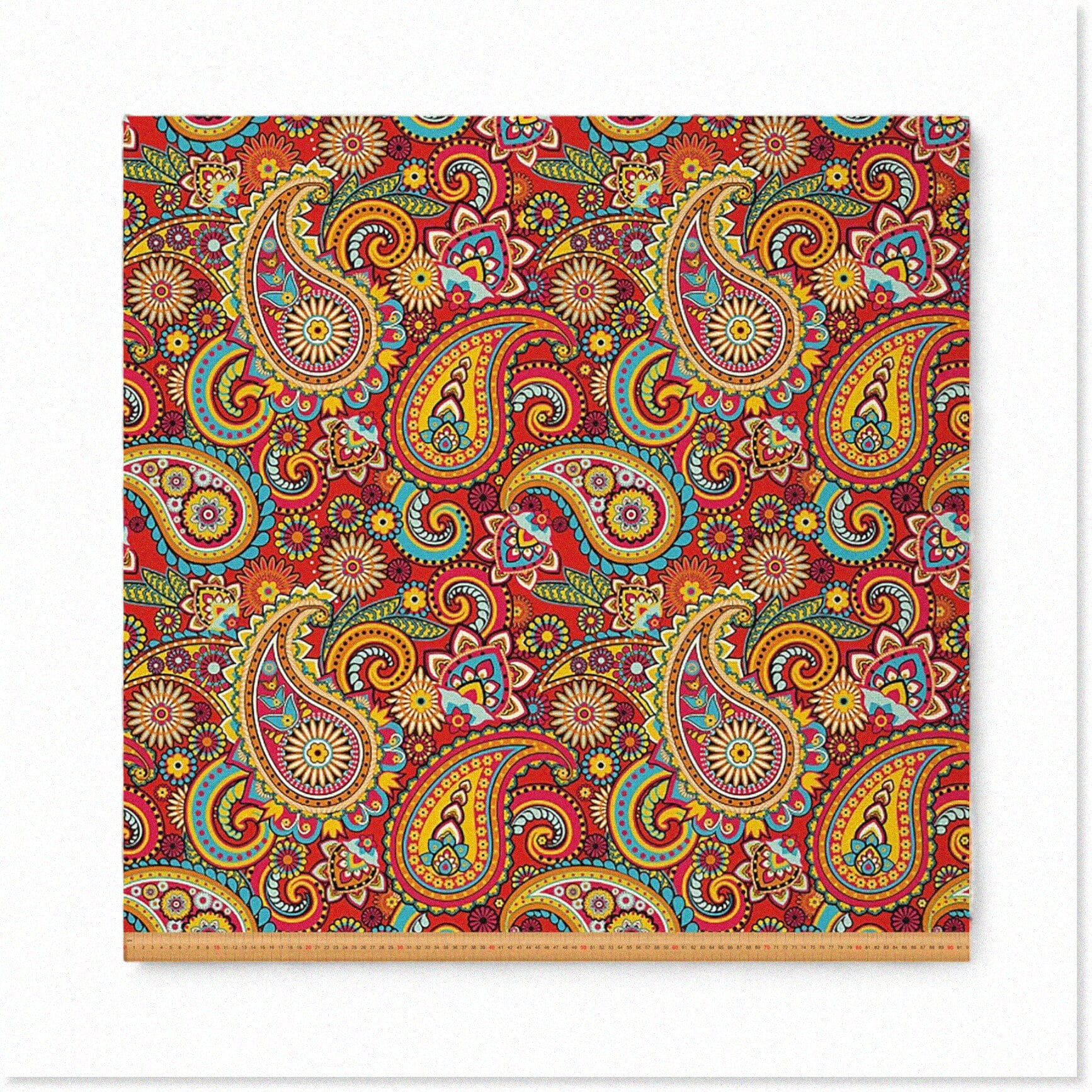 BohoChic Paisley Haven: Vibrant Floral Fabric for Chairs & Sofas, Waterproof & Exotic Outdoor Upholstery. Style your Décor with 3 Yards of Red Paisley Bliss!