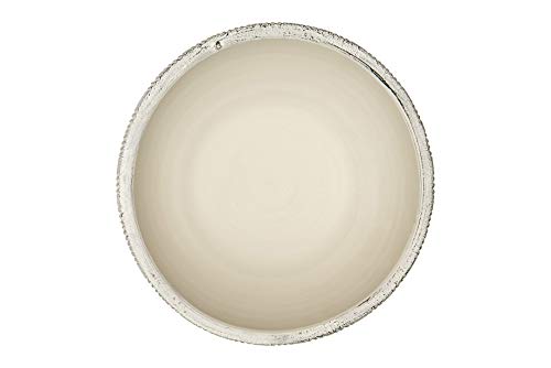 Small Distressed Cream Footed Terracotta Planter with Fluted Texture