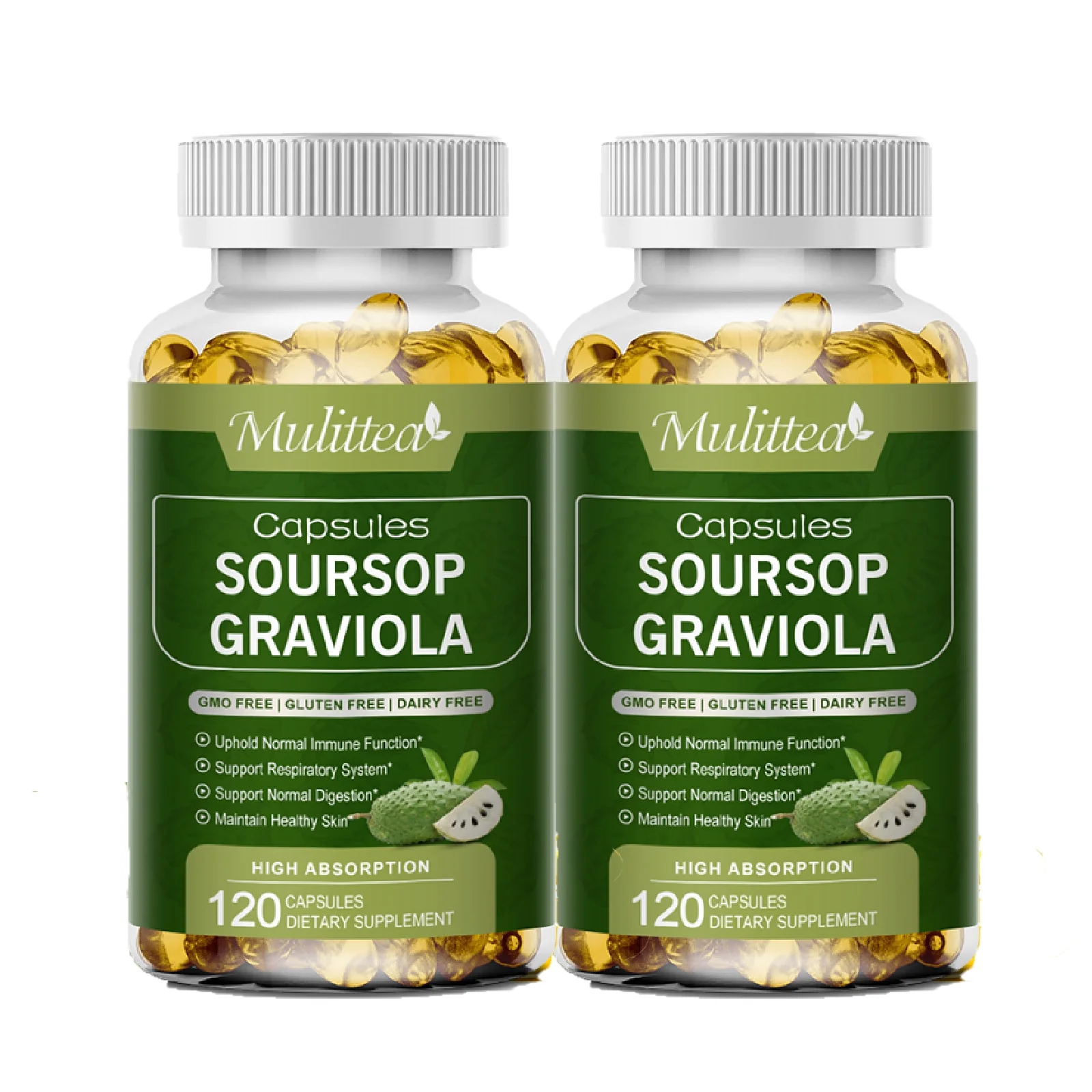Soursop Graviola Leaves - 1000mg 240 Caspules - Non-GMO, Gluten Free - Herbal Supplement