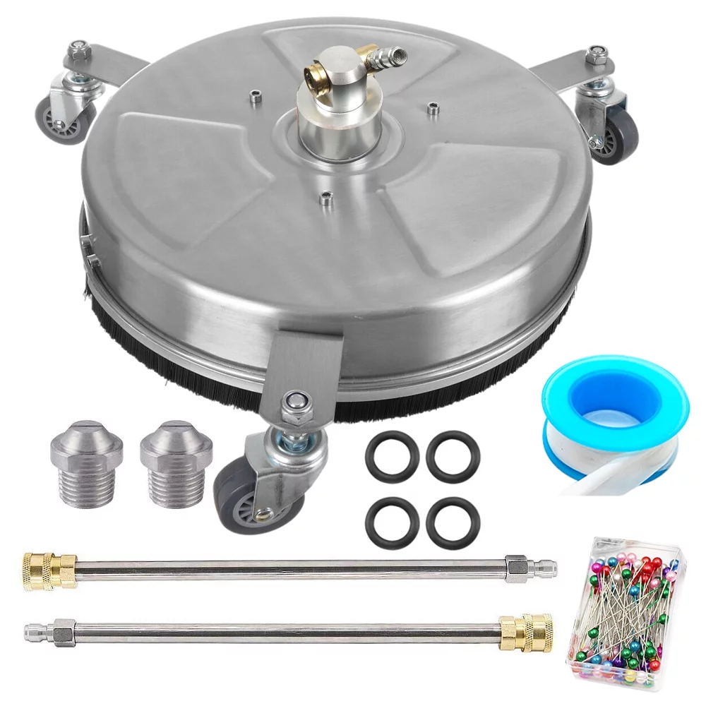 iMeshbean 15-Inch Pressure Washer Surface Cleaner with Stainless Steel Housing,Including 2 Power Washer Extension Wand Attachment,2 Replacement Nozzles, 4000 PSI