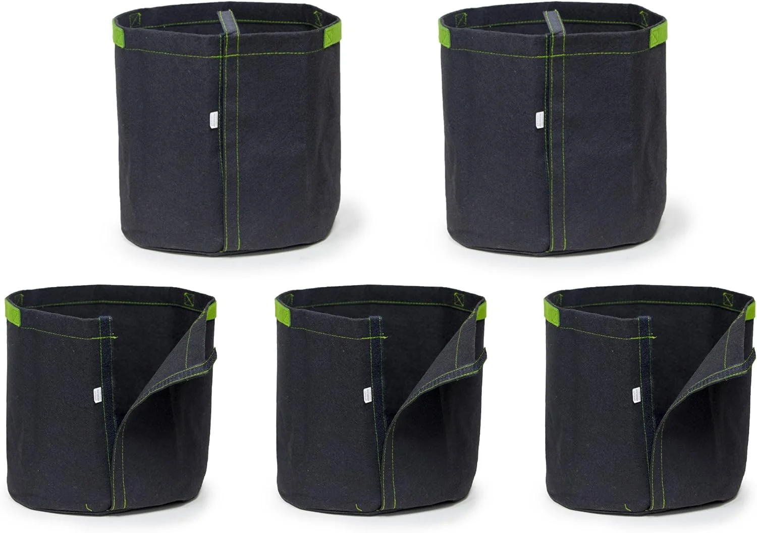 5pcs 2-Gallon Transplanter Fabric Pots, 5-Packs Reusable Planters Nursery Aeration Grow Bags, -Seamed w/Handles (Black)