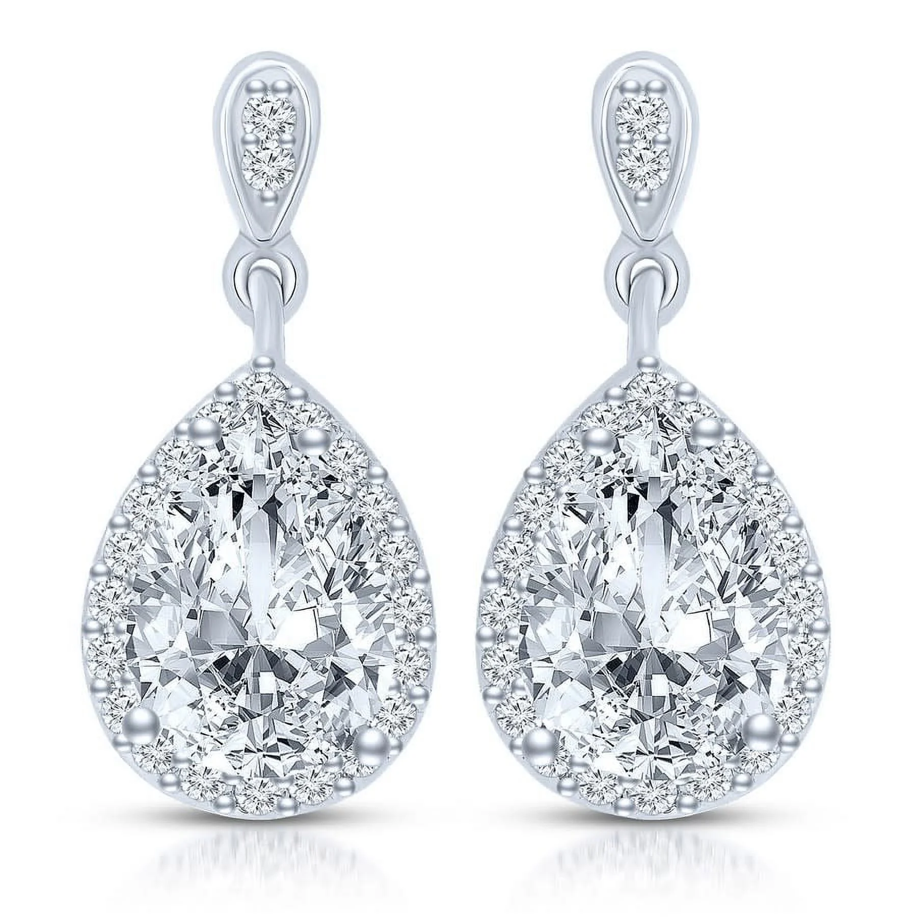 Megan Walford Sterling Silver Pear Cubic Zirconia Drop Earrings