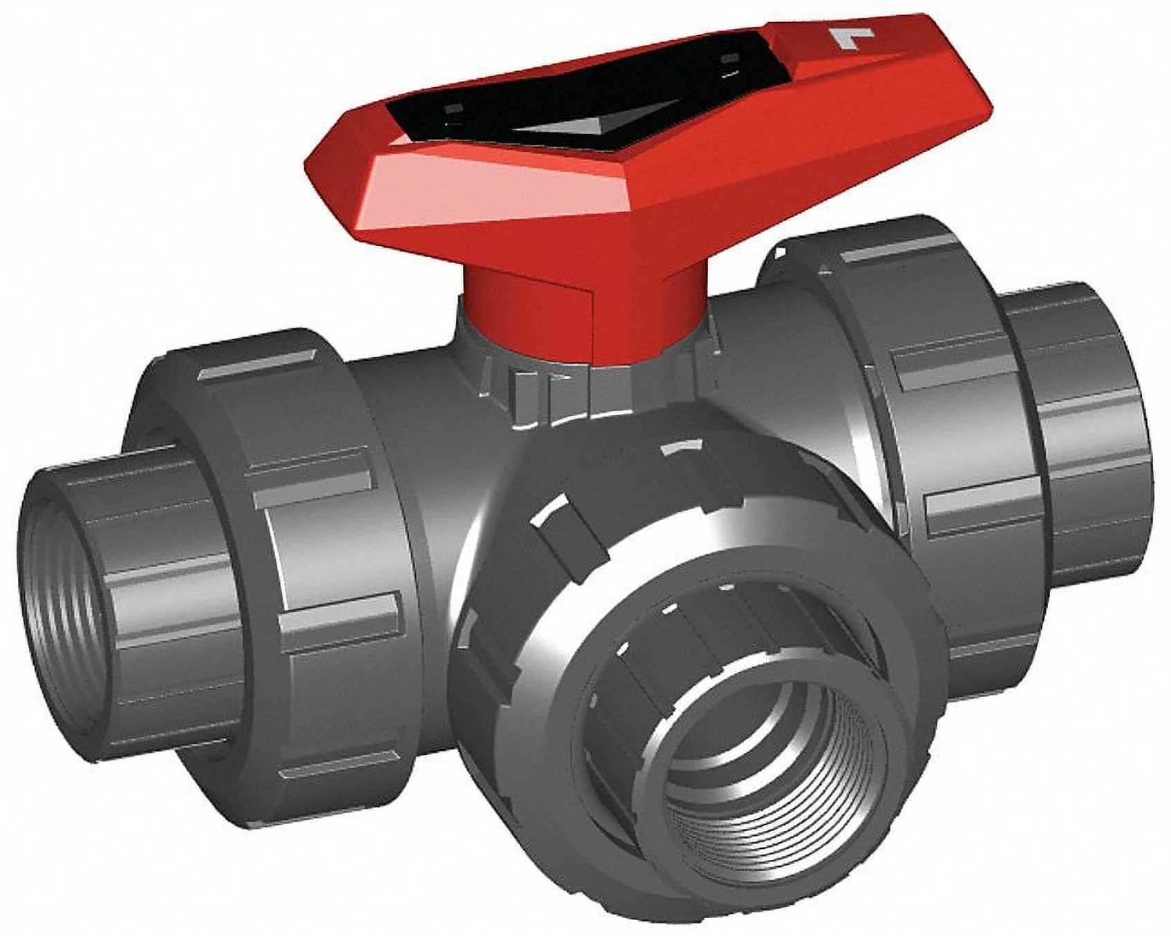 Gf Piping Systems PVC Ball Valve,3-Way,Union,FNPT,3/4