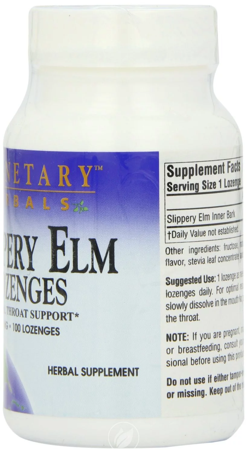 Planetary Herbals Slippery Elm Lozenges, Tangerine, 100 Count