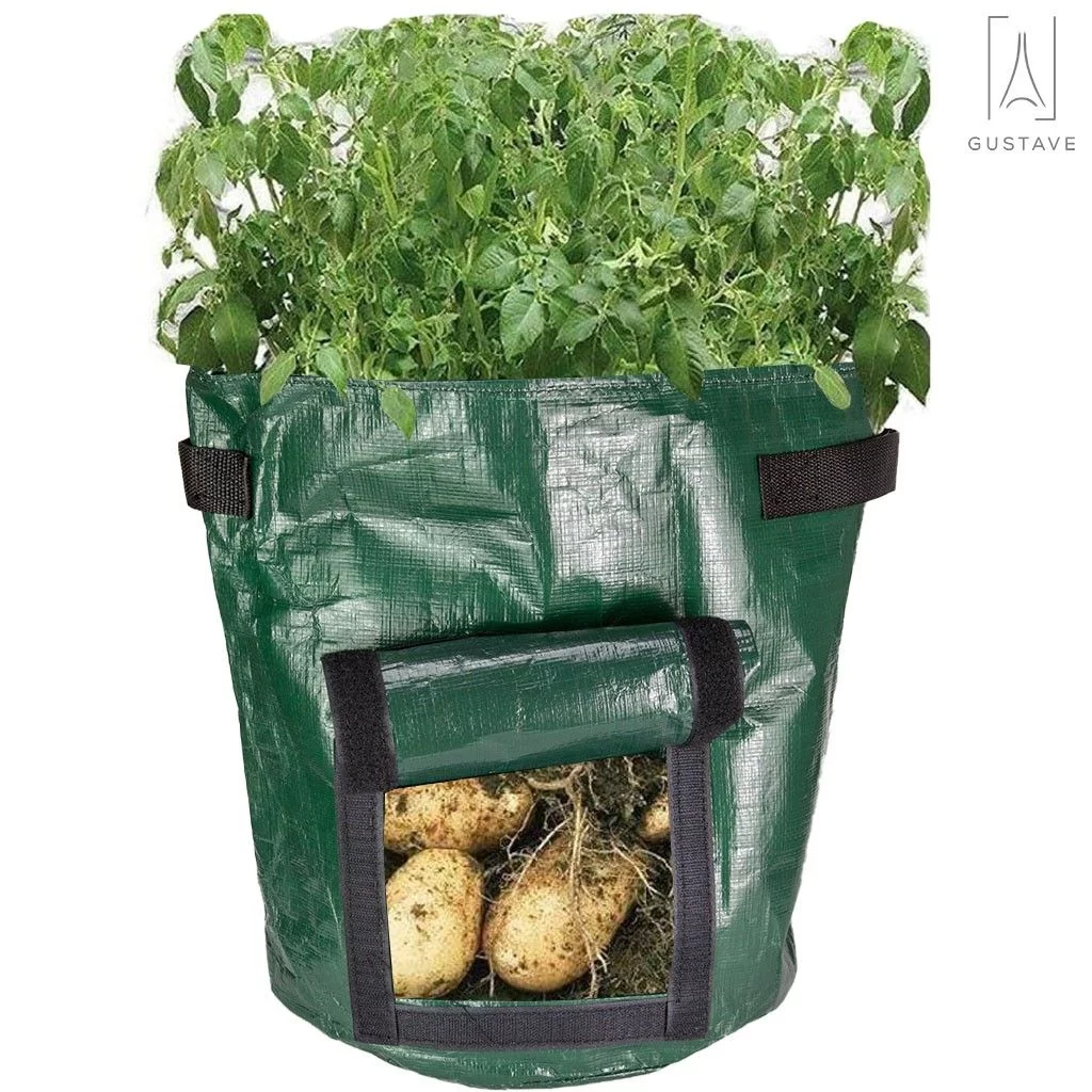 Gustave 4 Pack Grow Bags Fabric Pots Root Pouch with Handles Flower Vegetable Planting Container Breathable 10 Gallon PE Planter Bags