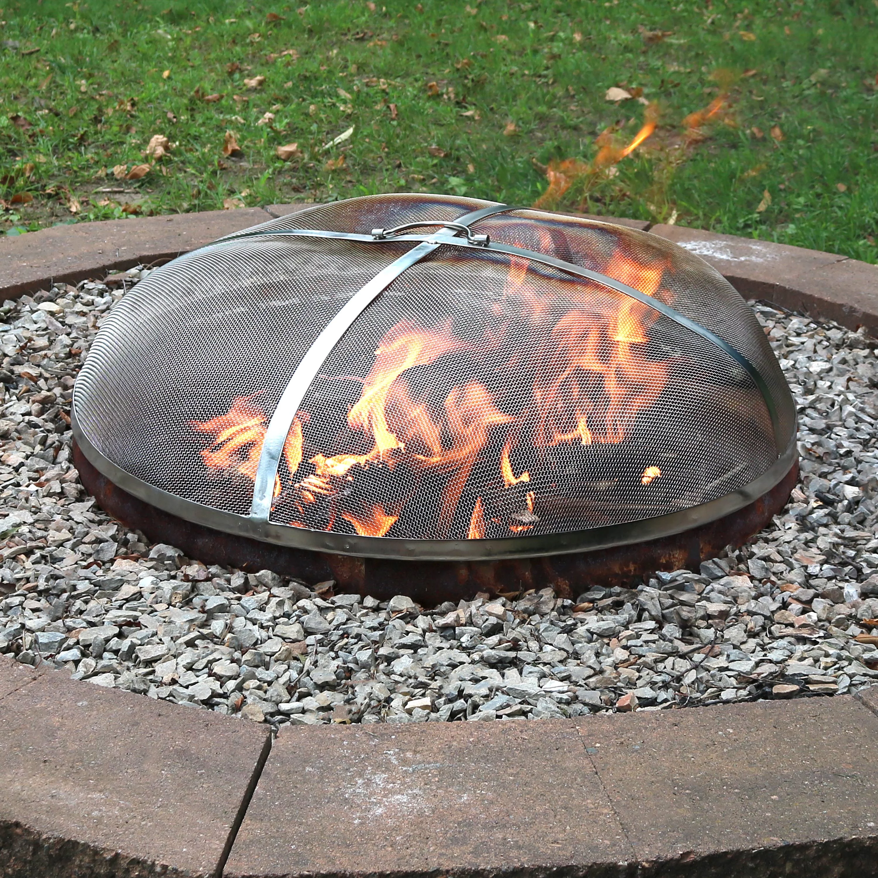 Sunnydaze Stainless Steel Heavy-Duty Fire Pit Spark Screen - 24