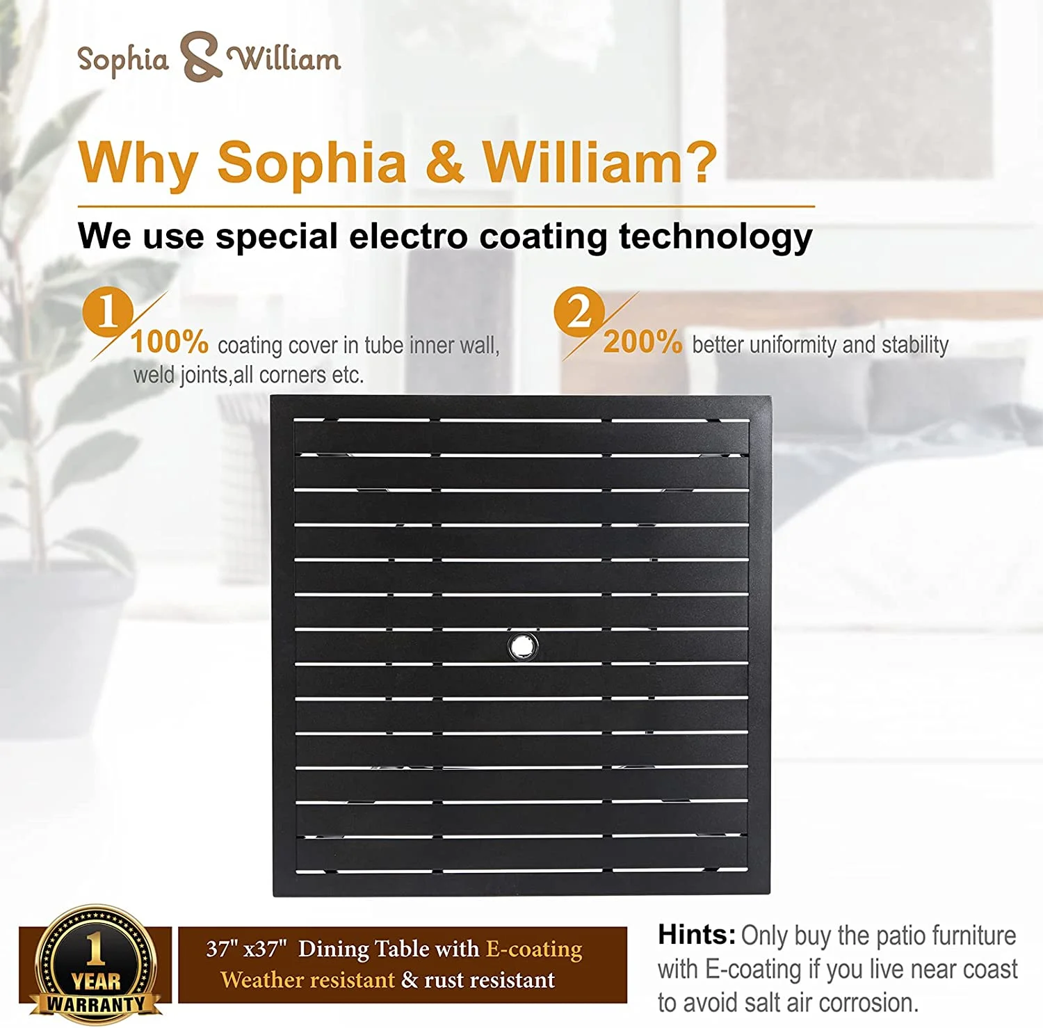 & William Outdoor 6 Pieces Dining Set with 4 Rattan Chairs  1 Metal Table and 1 10ft 3 Tier Auto-tilt Umbrella(No Base) Orange Red  Modern Patio Furniture for Poolside  Porch  Patio