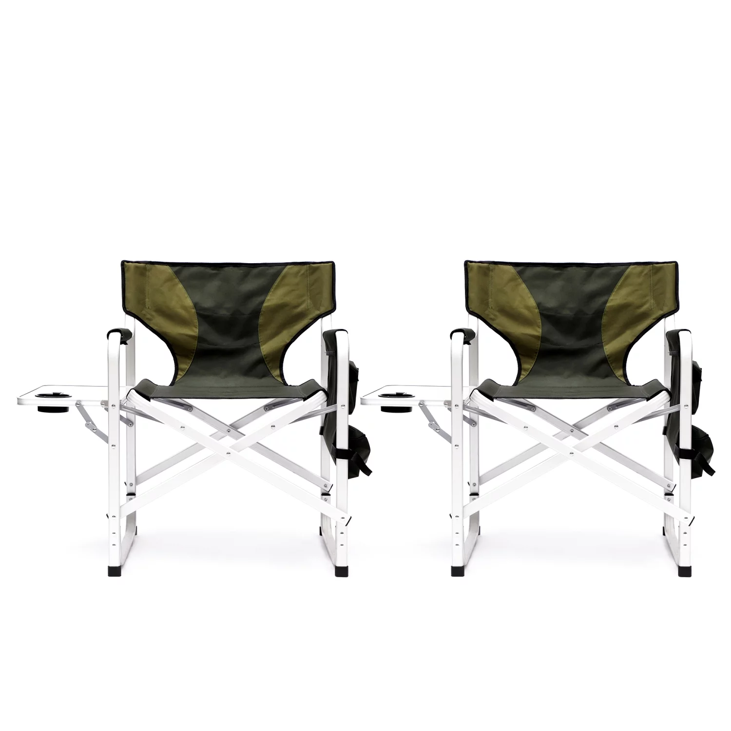 Lightweight Green Oversized Directors Chair with Comfortable Padding and Convenient Side Table for Indoor and Outdoor Use - Ideal for Camping  Picnics  and Fishing