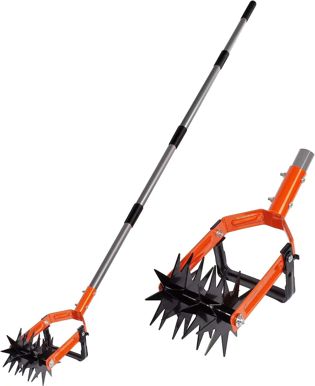 z Rotary Cultivator Tool  Adjustable Garden Hand Tiller with Stainless Steel Pole  2-in-1 Garden Weeder and Crumbler Soil Cultivator Tool with Weeding Knife for Soil Mixing or Reseeding G