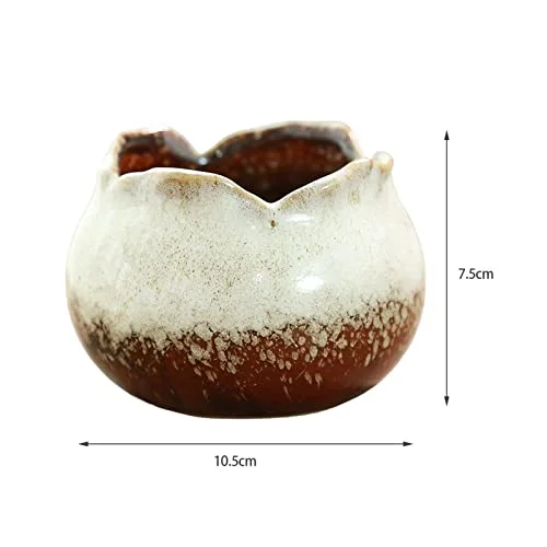 Walbest Mini Bowl Succulent Pots with Drain Hole, 4in Ceramic Succulent Planters Pots Decorative Flower Pot Succulent Plant Pots for Indoor Outdoor Plants Blue