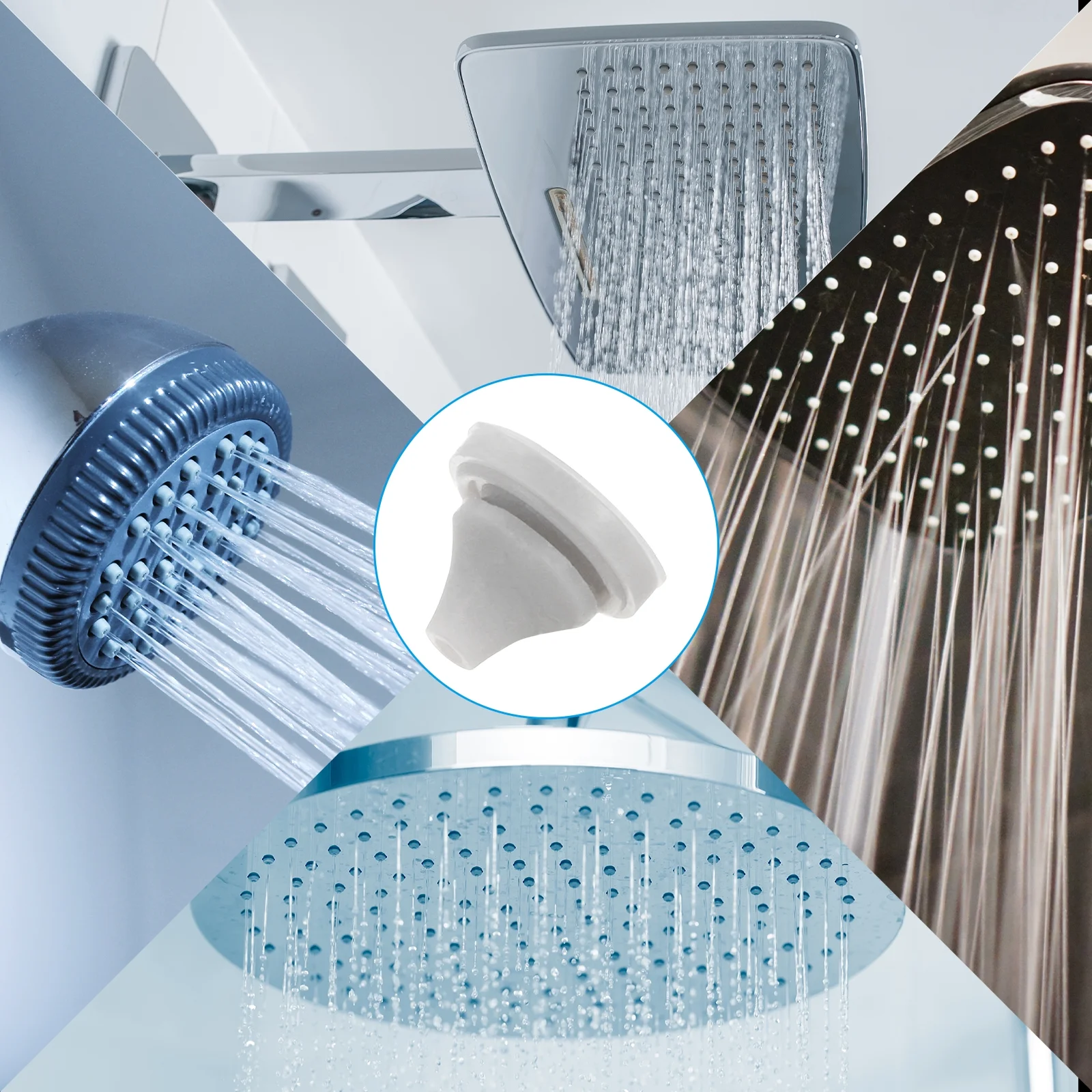 10pcs Shower Head Replacement Nozzles, Silicone Nozzle Sprinkler Spout Round Nib Fit 5mm Hole, Light Grey