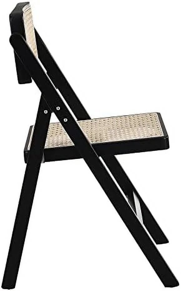 xrboomlife Frances  Folding Cane Rattan Chairs (Black)