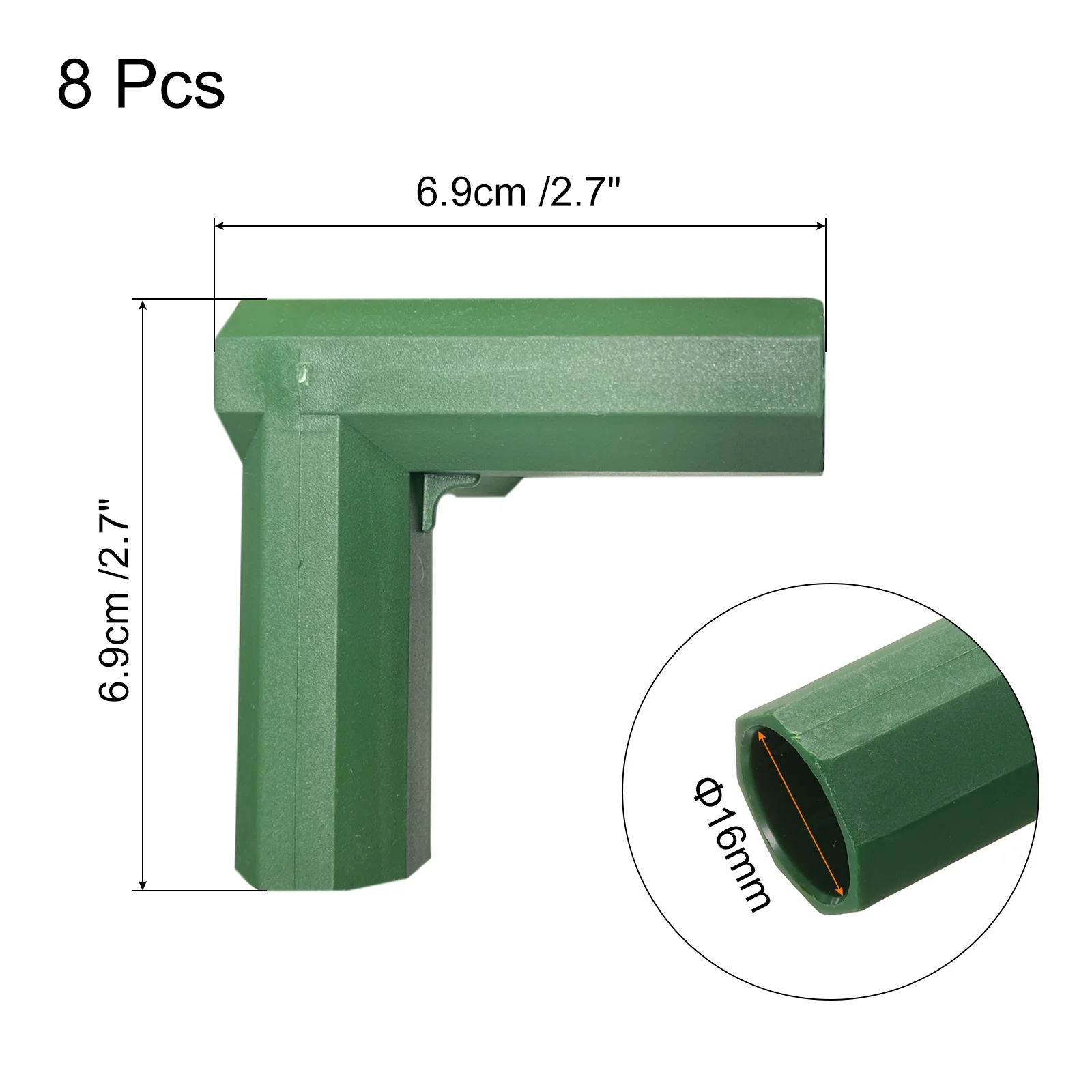 8Pcs 16mm/0.63in 3 Way Greenhouse Frame Connector Pipe Fitting Duty Joint Tool