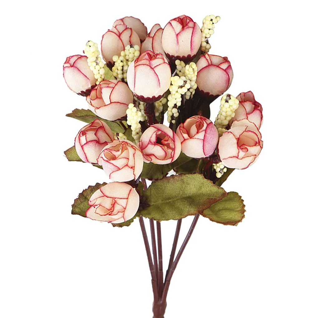 15 Heads Artificial Flower Bouquet Home Office Wedding Party Lifelike Hotel Rose Buds Decorative Bouquet  G23 Autumn Star Bud Champagne