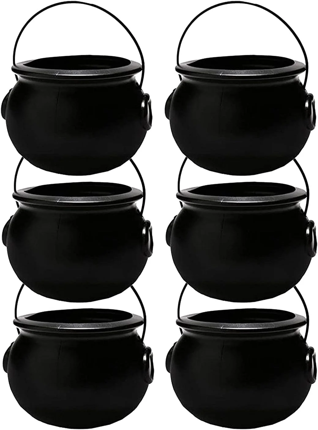 Cauldron - Cauldron Plastic Pot & Bucket - Party Favors & Supplies - Perfect Kitchen & Home Décor - Candy Holder For Kids, 6 Inch Black, (6/Pkg) Pkg/1