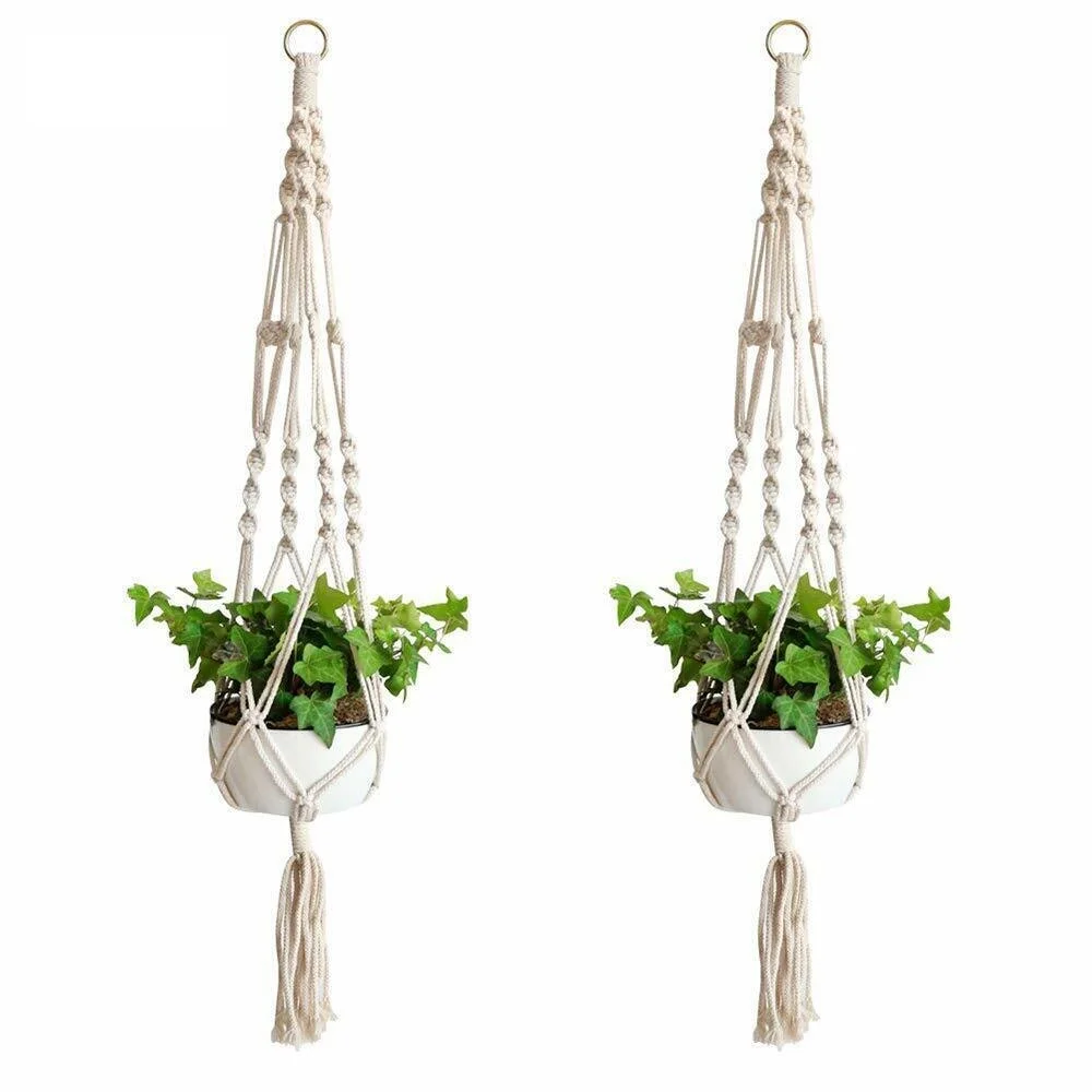 41 Inch Plant Hanger Flower Pot Plant Holder Large 4 Legs Macrame Jute Pack of 2